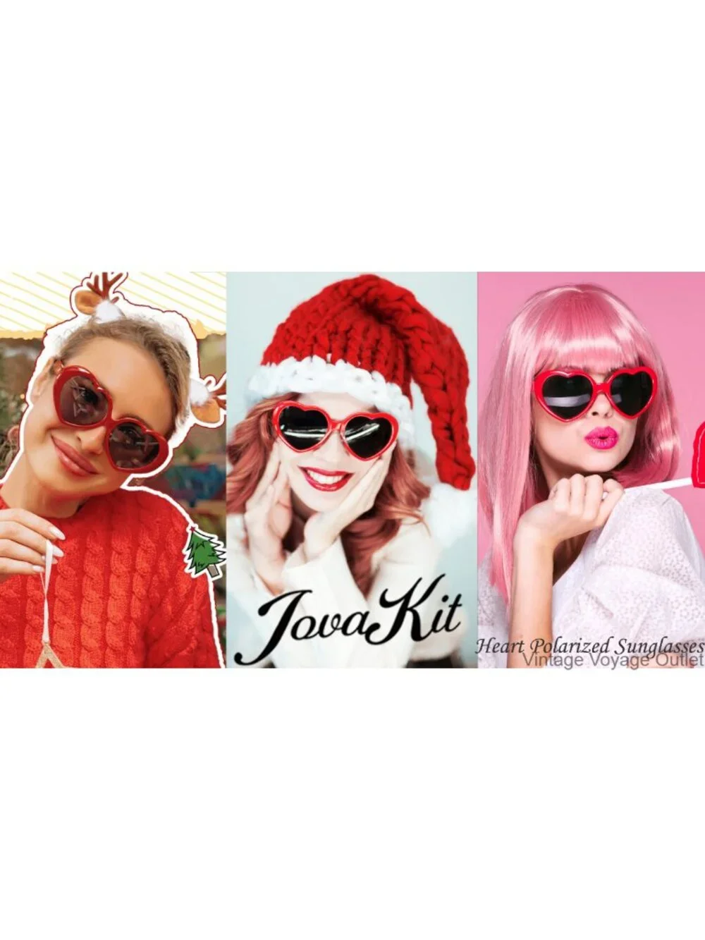 Heart Shaped Polarized Sunglasses with Metal Frame UV400 Protection
